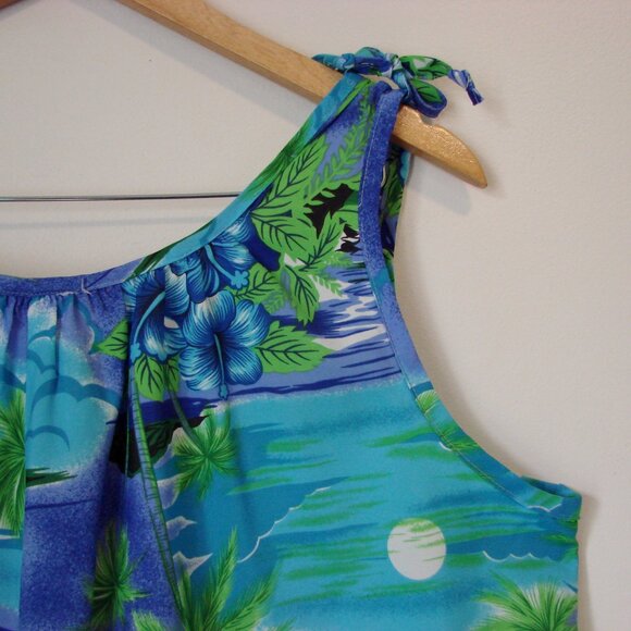 Vintage 70s 80s Hawaiian Maxi Dress Muumuu Floral Tropical Hilo Hattie One Size - Picture 10 of 13